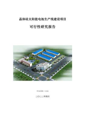 晶体硅太阳能电池生产建设项目可行性研究报告.doc
